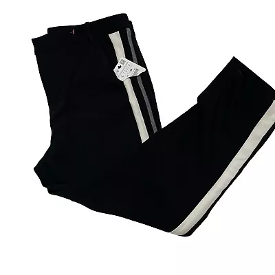 Zara Basic Black Pants Women's Size L Stretch Straight Pockets Gray White New • $24.88