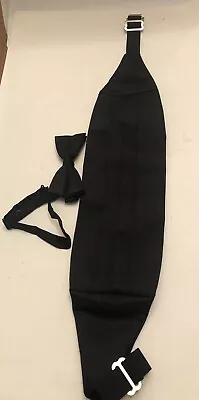 Mens Black Cummerbund And Matching Bow Tie • $10