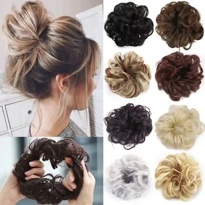£3.58 • Buy Curly Real As Human Messy Bun Hair Piece Scrunchie Updo Natural Hair Extensions