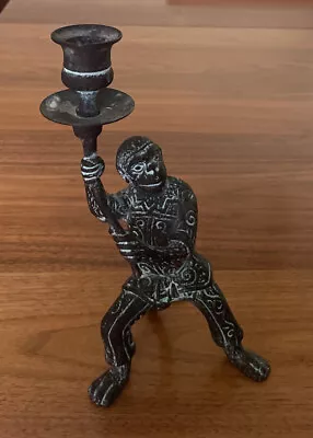 EXTREMELY RARE ANTIQUE Bronze Monkey Candle Stick Holder 9” • $24.99