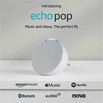 Amazon White Echo Pop Smart Assistant Wifi Full Sound Compact Speaker With Alexa • $69.99