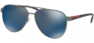 $349.95 • Buy NEW Genuine PRADA Linea Rossa Grey Blue Mirror Sunglasses PS 54TS SPS DG1387 54T