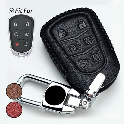 6 Buttons Leather Car Remote Key Fob Case Cover For Cadillac Escalade 2015-2019 • $24.30