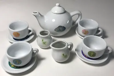 DISNEY Fairies Ceramic Miniature Doll Play China Tea Set Teapot 4 Cups 4 Plates • $13.98