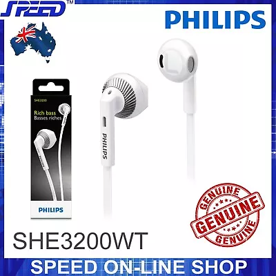 $39.95 • Buy PHILIPS SHE3200WT Headphones Earphones - Rich Bass - WHITE Color - GENUINE 