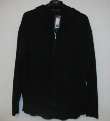 £12.50 • Buy M&S Ladies Black Zip Up Cardigan With Hood Size Medium 14/16 BNWT Supersoft