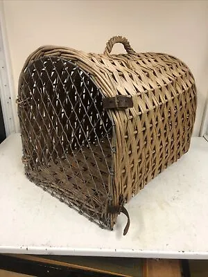 £19.99 • Buy Vintage Wicker Basket Pet Animal Carrier- Cat/ Small Dog- Natural Woven Wicker