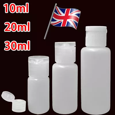 10/20/30ML Flip Cap Plastic Bottle Sample Liquid Lotion Makeup Empty Container • £4