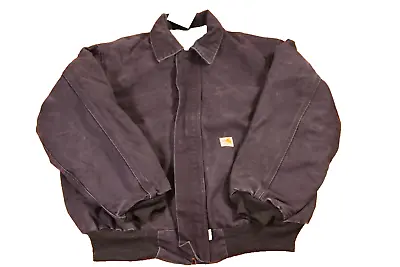 Vintage Flame Resistant Carhartt Jacket Navy Blue FEZ8GA • $100