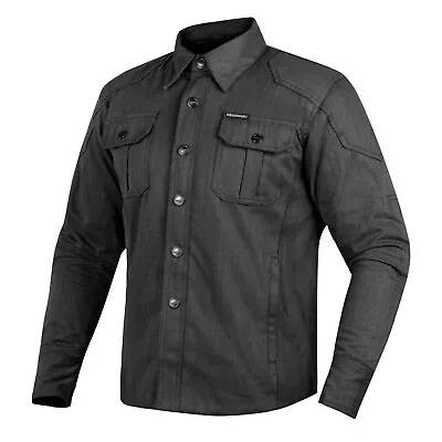 Mens Motorcycle Motorbike Shirt Graphite Biker Jacket Made With Kevlar CE Armour • $105.36