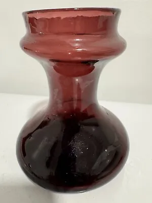 Vintage Deep Purple Bristol Amethyst Hand Blown Glass Hyacinth Vase  • $44.99