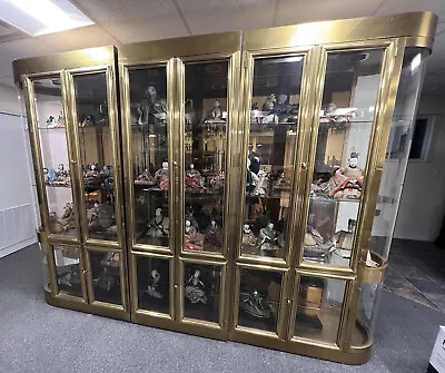 Grand Mastercraft Designed Three Part Brass & Glass Vitrines Or Curio • $42000