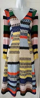Womens Missoni Multicolour Stripe Colourblock Crochet Knit Fit & Flare Dress 42. • $232.43