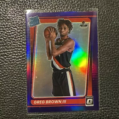 2021-22 Donruss Optic Greg Brown III Rated Rookie Purple Card RC #195 Portland • £2