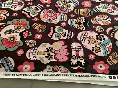 Alegria Alexander Henry Fabric Skulls Flowers Mexican 1 Yd 16” • $10