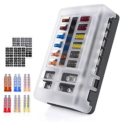 ATC/ATO Blade Fuse Block Holder LED Illuminate Fuse Box For Auto Car RV Boat 24V • $18.52