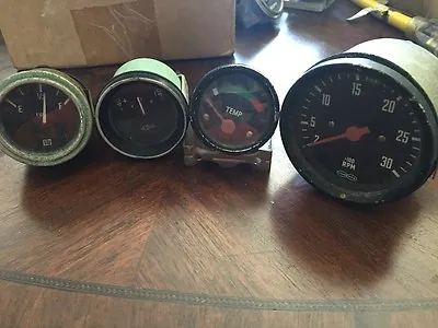 Vintage Stewart Warner VDO Gauge Cluster Tach Amp Temp Fuel Tachometer Ota • $85.74