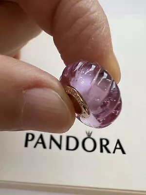 $46 • Buy New Authentic Pandora Rose Gold Glittering Groves Murano Charm 788107 Pink Waves