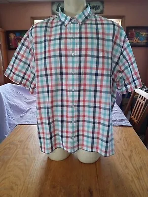 Van Heusen Men's  Plaid Shirt Short Sleeve Button Up Size 3XL (20-20 1/2) • $16.95