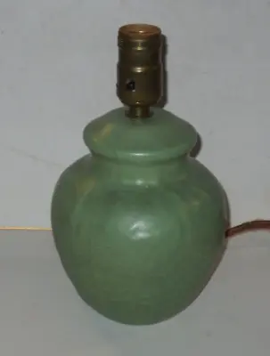 Antique Haeger Teco Grueby ? Matte Green Sm. Table Lamp W Relief Plant Design • $395