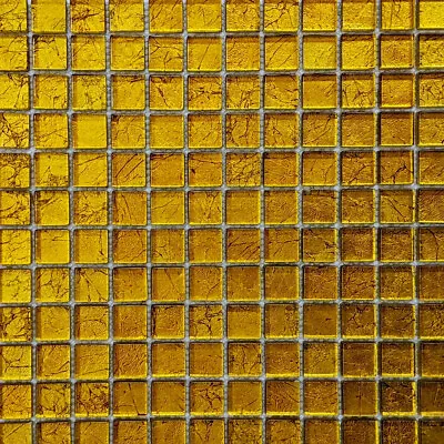Gold Square Glass Mosaic Wall Tile • $16.95