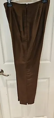 Amanda Smith Chocolate Brown 100% Silk Tapered Leg Pants Size 6 • $19.50