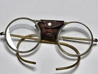 Old Goggles Around 1930s  Glasses Display Optical Metal Driving Wrap  • $30