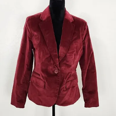 Merona Red Collared Button Front Jacket Blazer Shirt Top Blouse Size 12 • $24.88