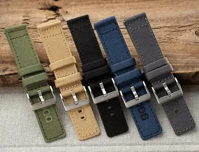 20mm 22mm Quick Release Canvas Watch Strap Band - Khaki Black Blue Green Grey • $18.99