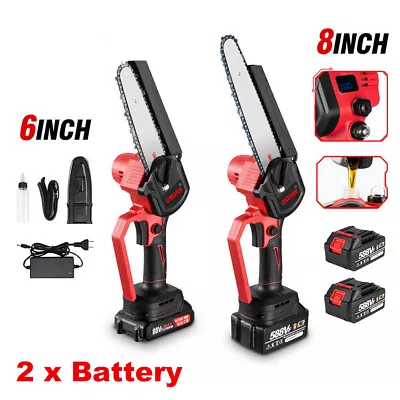 6 / 8  Mini Electric Chainsaw Cordless Handheld Chain Saw Wood Cutter +2 Battery • $52.99