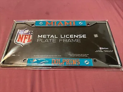 Miami Dolphins Laser Engraved Chrome License Plate Frame 6x12 NFL • $24.95