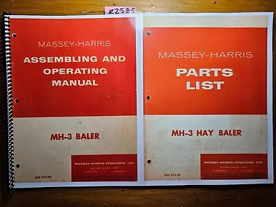 Massey Harris Ferguson MH-3 MH3 3 Baler Owner Operator Manual 11/56 + Parts 5/56 • $22.99