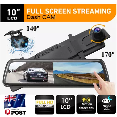 10  FHD 1080P Dual Lens Car DVR Dash Cam Reversing Camera RearView Mirror Video • $69.87