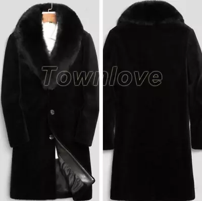 Winter Faux Mink Fur Lapel Trench Coat Men's Faux Fur Overcoat Jacket Outwear • $100