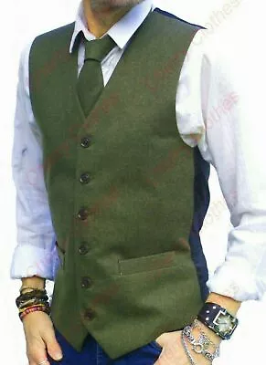 Mens Classic Country Waistcoat -Green - Waistcoats Vest Gilet  S M L Xl XXL • $54.27