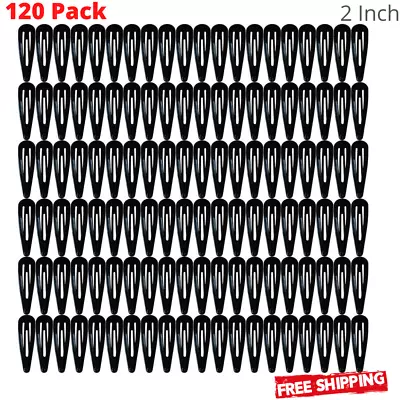 120 Pack 2 Inch Black Barrettes Women Metal Snap Hair Clips For Girls Kids Women • $13.99