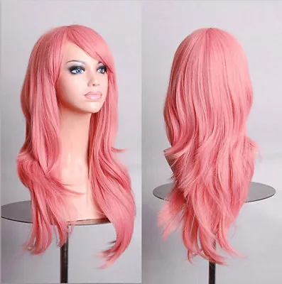 Lady Fashion 70cm Long Curly Wigs Cosplay Costume Anime Hair Full Wavy Party Wig • $13.99