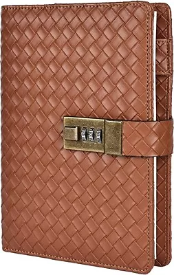 Leather Journal Diary With Lock Writing Sketching Boys Girl Brown School Xmas • $72.27