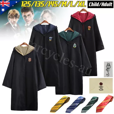 Harry Potter Kids Robe Cloak Gryffindor Hufflepuff Tie Cosplay Costume Cape • $25.99