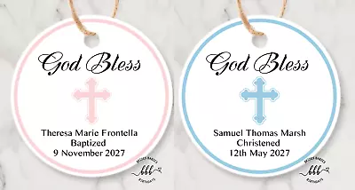 10 White Gift Tags Personalised Christening Baptism Favour Bomboniere Girl Boy • $4.99