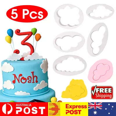 5pcs Clouds Shape Biscuit Cookie Cutter Fondant Cake Decor Baking Mold Tool AU • $4.79