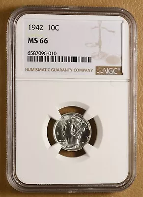 1942 P Mercury Dime NGC MS66 • $42