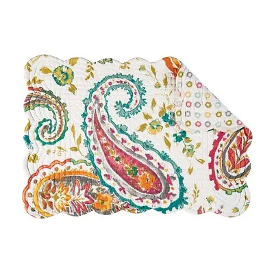 $14.62 • Buy Set Of 2 C&F ADALYNN Paisley Floral Quilted Cotton Rectangular Placemats