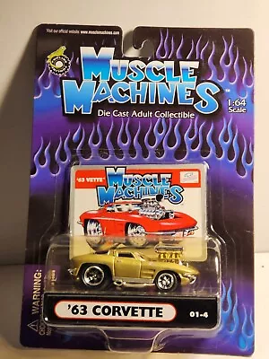  Muscle Machines 63 Corvette 01-4 1/64 Gold • $4.99