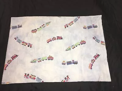 Pottery Barn Kids Train Junction Std Pillowcase Rail Road Dog Red Blue Green • $28.99