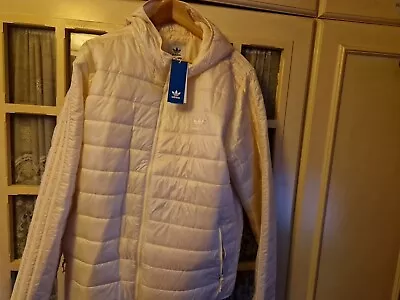 Mens Adidas Originals Padded Hooded Puffer Jacket XL BNWT WONDER WHITE • £44.99