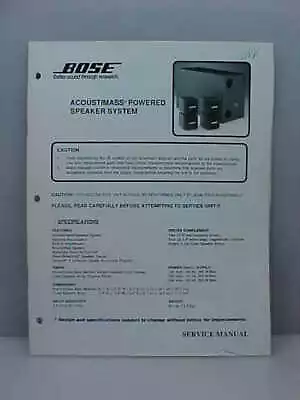 Bose Original Service Manual For Acoustimass Powered Speaker Sys  Free Shipping • $21