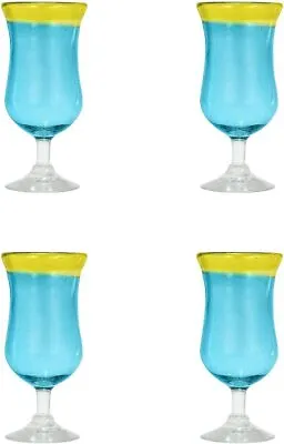 Amici Home Acapulco Collection Mexican Handmade Hurricane Glasses Set Of 4 • $19.99