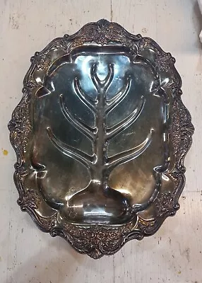 Vtg Silverplate Poole Crest Of Windsor Footed Meat Platter EPCA 20x15 Estate • $45.02