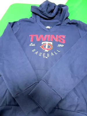 New Minnesota Twins Mlb Baseball Womens V Neck Hooded Hoodie Sweatshirt Blue Xl • $25.19